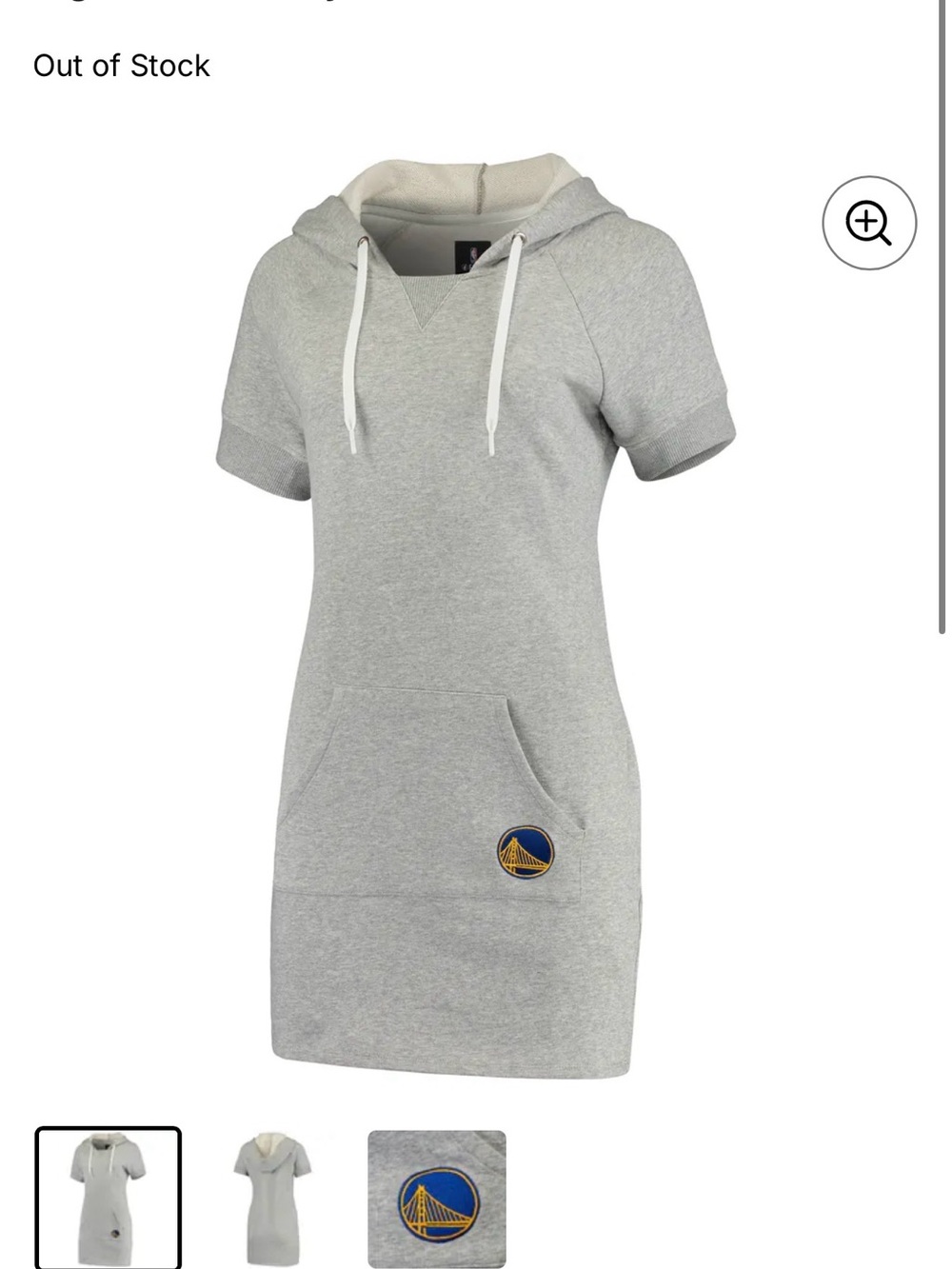 FISLL Women's Short-Sleeve Golden State Warriors Hooded Sweatshirt Dress